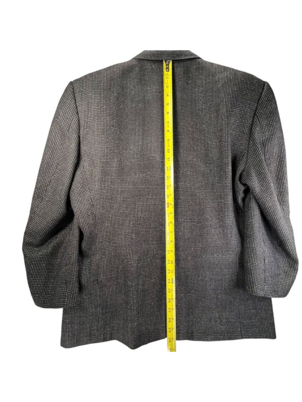 Lana Moda Mens Italian Wool Silk Blazer Jacket Houndstooth 44R Black Gray Coat - Picture 14 of 16